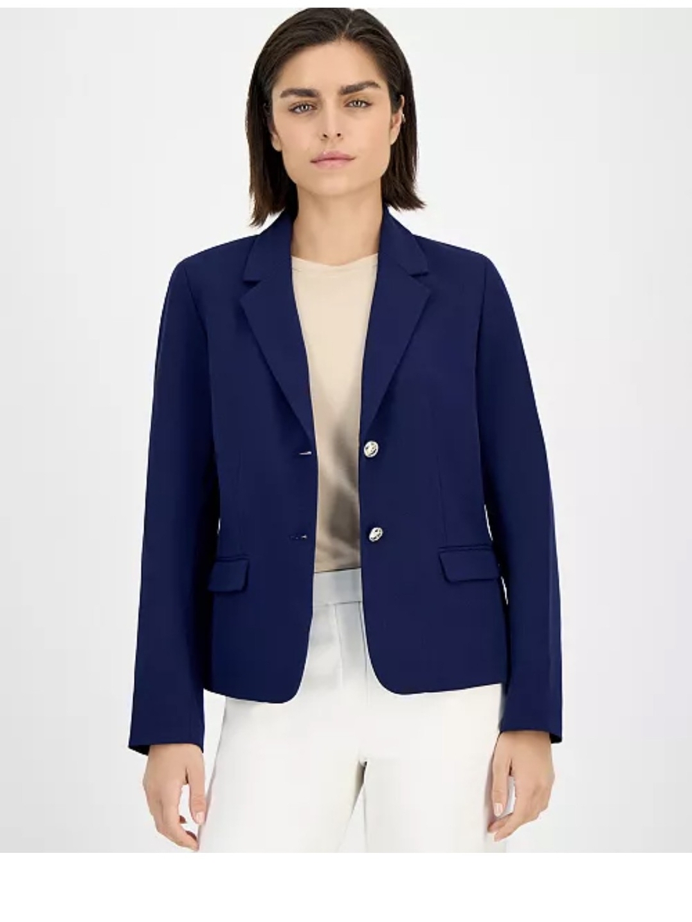 Kasper Navy Tailored Blazer with Notch Lapel